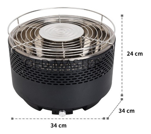 Churrasqueira De Mesa Preta A Carvão Sem Fumaça Table Grill Cor Preto