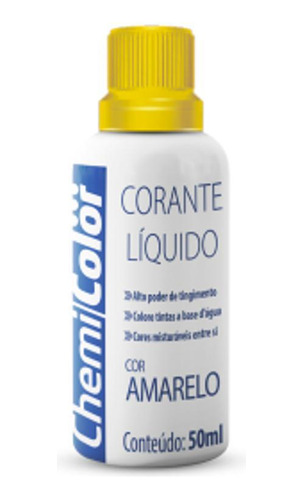 Corante Líquido 50ml Com 12 Unidades Amarelo