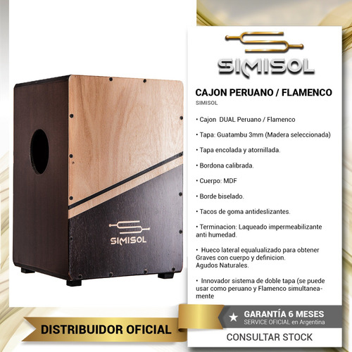 Imagen 3 de 6 de Cajon Dual Peruano / Flamenco Simisol - Bordona + Doble Tapa