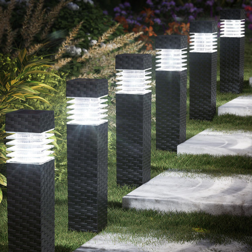 Luces Solares Para Camino De Jardín Paquete De 6 Blanco Frío Color De La Estructura