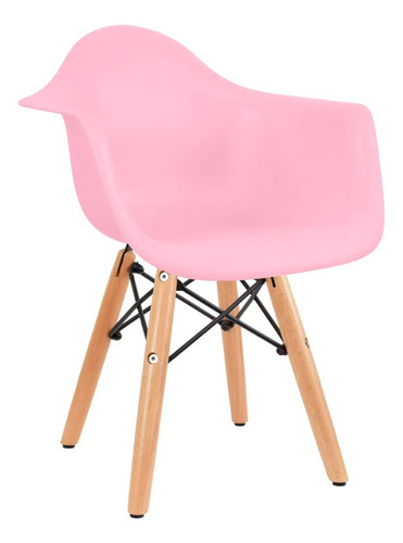 Set Mesa Cuadrada Infantil 2 Sillas Eames Con Descansabrazos Rosa