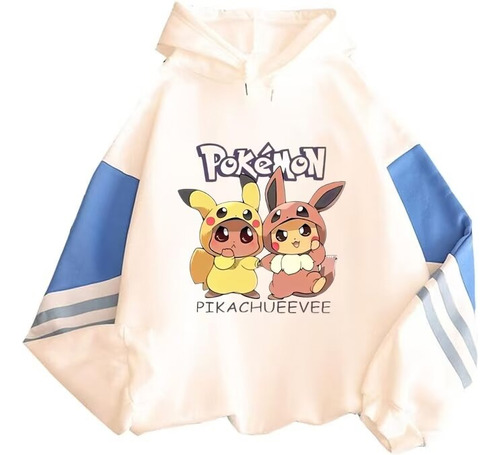 Sudadera Con Diseño De Bloques De Color Pikachu Eevee Cos Cu