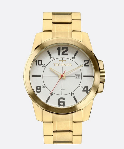 Relógio Masculino Technos Dourado Com Branco 2115mgs4k