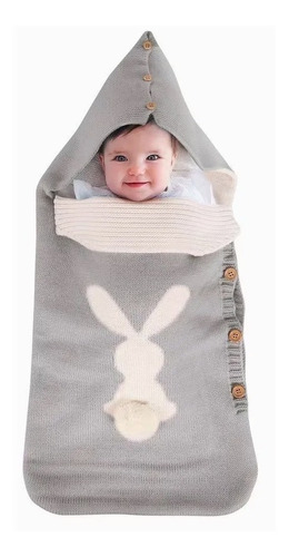 Saco De Dormir De Punto Con Botón De Conejito Para Bebé