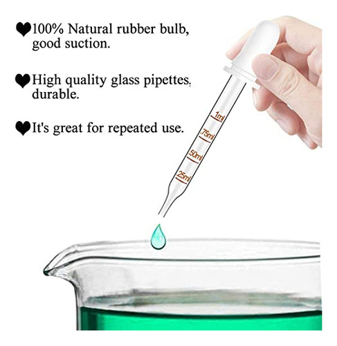 6pcs Droppers Pipettes, 1ml Essential Oil Dropper, Glas...