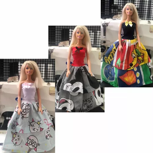 Conjunto Saia e Blusa kit Roupinha Look de Boneca Barbie Ciganinha