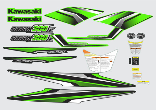 Kit Adesivos Jet Ski Kawasaki Ultra 300x Verde 