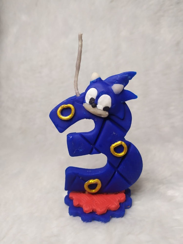 Vela Sonic Decorada Biscuit 3 Anos