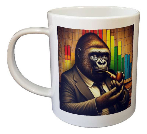 Taza Plastico Gorila Fumando Pipa Con Traje Graficos