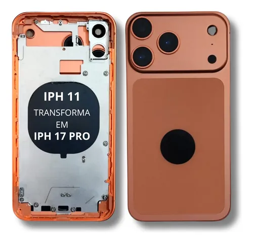 iPhoneアクセサリー IPHONE 11 (17 PRO STYLE) 256/SIM FREE Carcaça Compatível Iphone 11 Transforma No 17 Pro Metálica | Frete