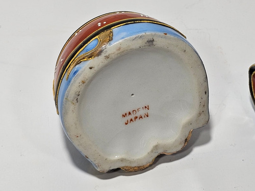 Antiguo Tintero De Escritorio Porcelana Elefante Japon (Usado)