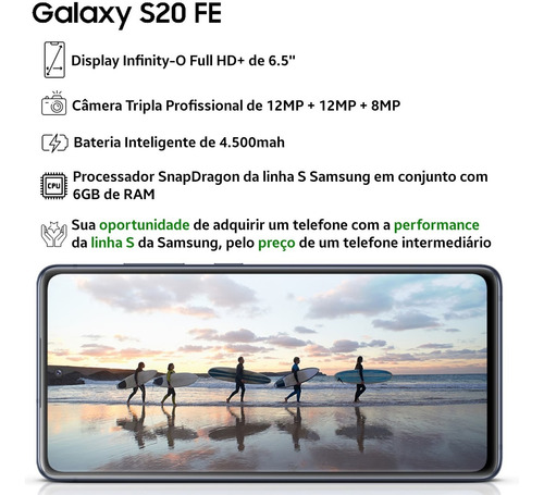 Samsung Galaxy S20 Fe 128gb 6gb Snapdragon Azul - Excelente (Recondicionado)