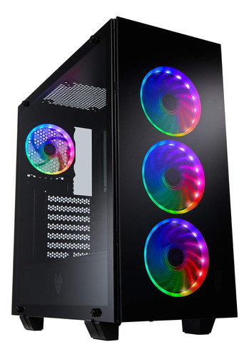 Gabinete Gamer Arktek Ga-1 Doble Vidrio Templado + 4 Fan Rgb