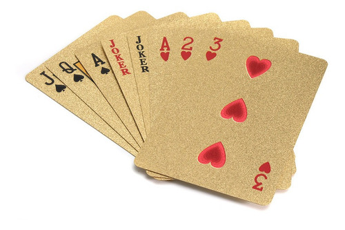 Cartas De Póquer Chapadas En Oro Con Caja De Madera Para Fie