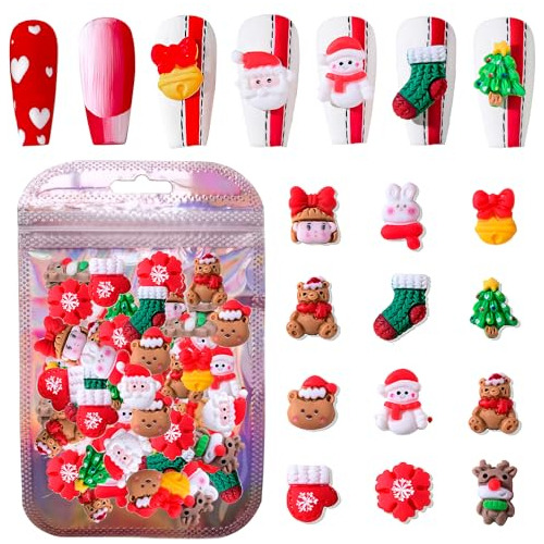 50 Piezas 3d Navidad Nail Art Charms Mixtos De Resina Navide