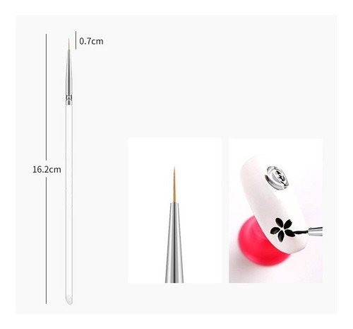 Imagem 4 de 8 de Kit3 Pincel Fina Profissionais Decoração De Unha Natural/gel
