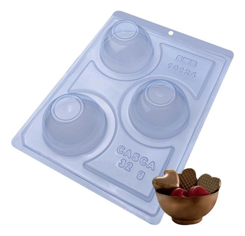 Forma 03 Partes P/ Chocolate Meia Esfera C/ Base De 70mm Bwb Cor Branco