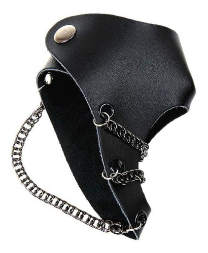 Mano Negro Cadena De Guardia Pu Cuero Pulsera Brazalete