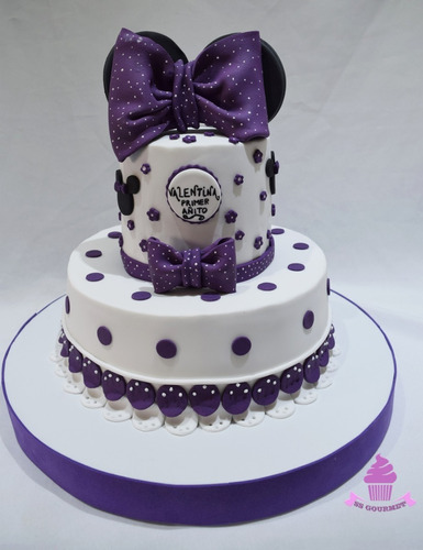 Torta De Minnie Moño Violeta - Ideal Cumpleaños Infantiles