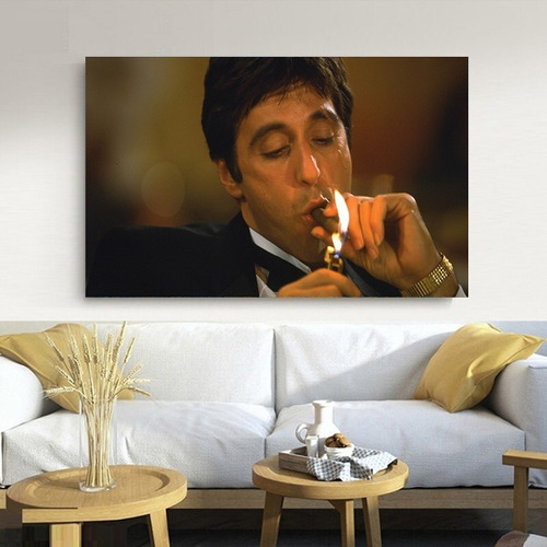 Cuadro Cine Scarface Tony Montana Habano Fuego 90x50 M11