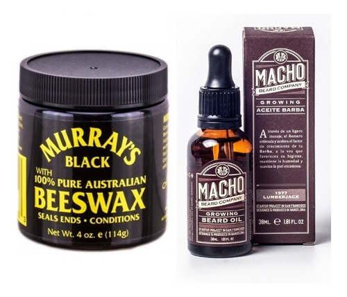 Combo Cera Murrays Black + Tonico Macho Bear Barba Cabello