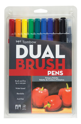 Tombow Pencil Ab-t10cpr Dual Blush Pen, Abt Primary, Juego