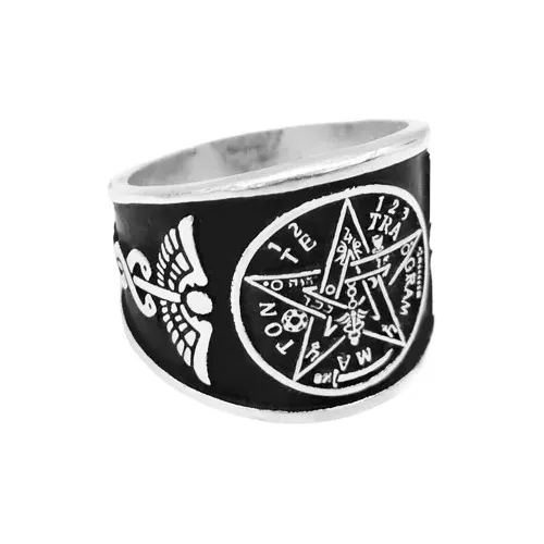 Anillo Tetragramaton Caballero Curado En Plata 925