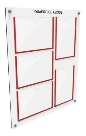 Quadro De Aviso/gestao Mdf 5 Displays Hor/vert A4 Acrilico