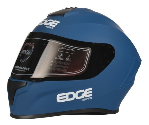 Casco Moto Integral Edge Frankie Azul Mate