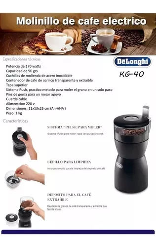 Molinillo de Café Eléctrico DeLonghi KG40 Negro