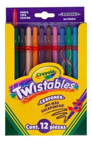 12 Crayones Twistables Largos Sistema Giratorio Crayola