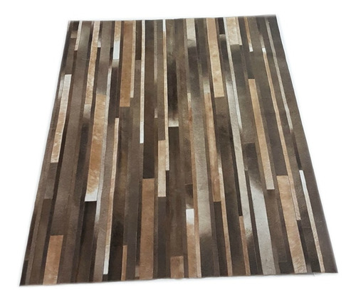 Imagen 2 de 6 de Alfombra Cuero Pelo Patchwork Tiras 1.4 X 1.8 M