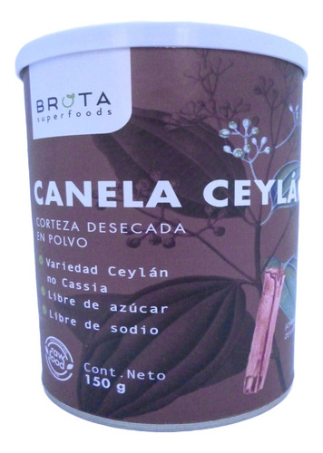 Canela Ceylán En Polvo. Brota 150gr.