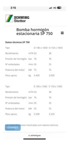 Bomba De Hormigón Schwing 750-18