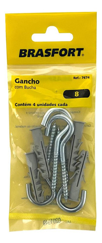 Cartela Gancho Com Bucha Brasfort 08 Cartela Com 04 Pecas  7