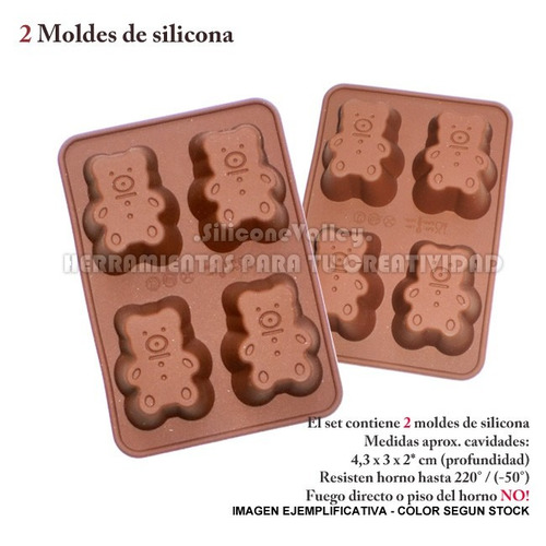 2 Moldes De Silicona Osos Osito Chocolate Gummy Bear