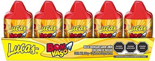 Lucas Bomvaso Limon Dulce Enchilado Con Chicle 10pz 300gr