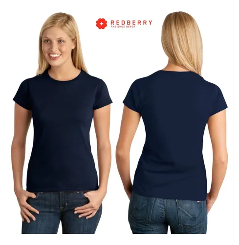 Playera Azul Marino Mujer Gildan Paquete 5 Playeras 64000l