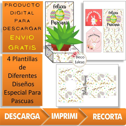 Imagen 5 de 6 de Kit Imprimible 05 Pascuas Caja Porta Huevo + Etiqueta + Tag