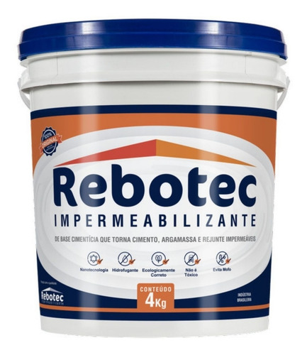 Impermeabilizante Rebotec 4kg + Brinde 01 Luva De Borracha