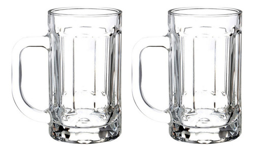 Set 2 Tarros Cerveceros De Vidrio Para Cerveza 380ml Vittori Color Transparente