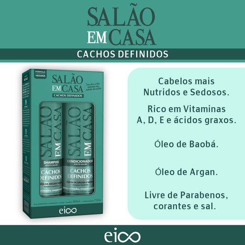 Kit Shampoo E Condicionador Eico Cachos Definidos 800ml