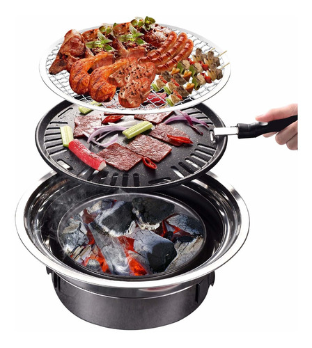 Panghuhu88 Parrilla Carbon Para Barbacoa Coreana Portatil Al