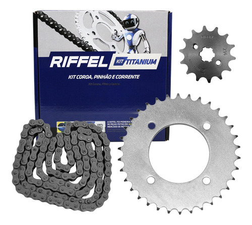 Kit Relação Transmissão Biz 125 05-17 C/ Corrente - Riffel