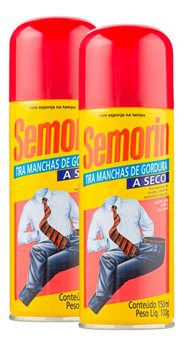2 Tira Manchas Gordura Semorin A Seco Roupas Carpete 150 Ml