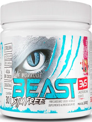 3VS NUTRITIONPRÉ TREINO SEM CAFEÍNA BEAST 300g - Sabor Frutas Vermel