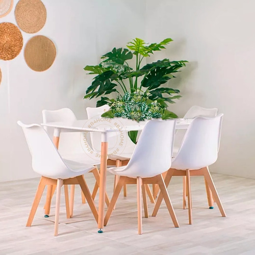 Imagen 1 de 7 de Juego De Comedor Mesa Eames 120x80 + 6 Sillas Tulip