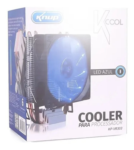 Cooler Para Processador C/ Led Azul Silencioso 3 Pinos