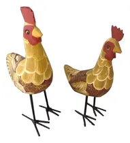 Comprar Casal Galinha E Galo Caipira Madeira Decoração Artesanato