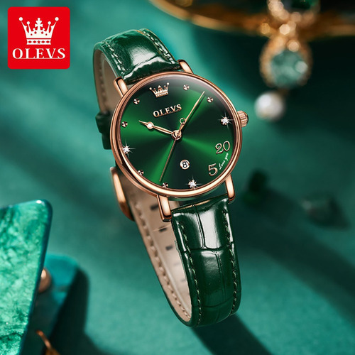 Reloj De Cuarzo Simple Olevs Calendar Diamond